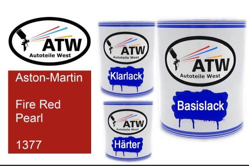 Aston-Martin, Fire Red Pearl, 1377: 1L Lackdose + 1L Klarlack + 500ml Härter - Set, von ATW Autoteile West.